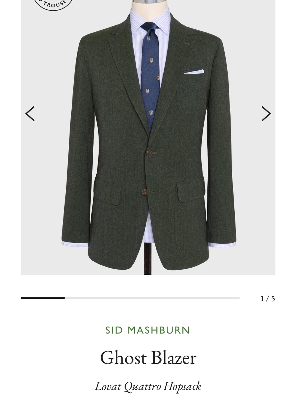 Sid Mashburn Green Hopsack Sport Coat